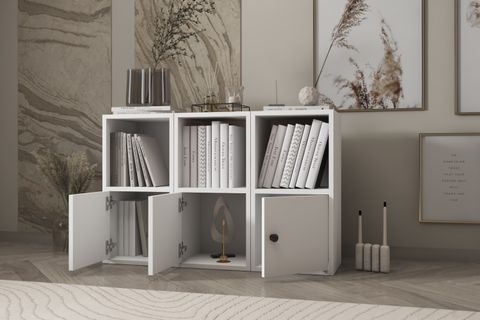 LEKSA 3 KAPAKLI RAFLI 65 CM BEYAZ KTP-1050-Ç KİTAPLIK