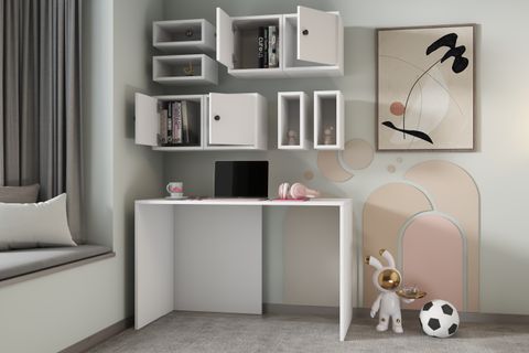 MODÜLER ÇALIŞMA MASASI, DUVAR DOLAPLI ETÜT SETİ