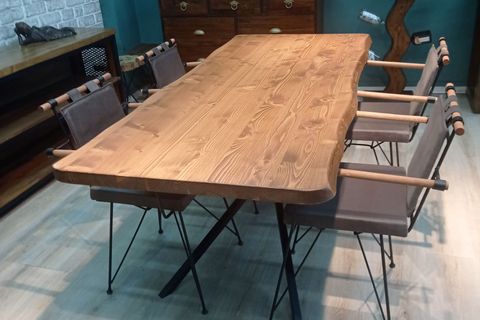 KİAMO DOĞAL AHŞAP YEMEK MASASI TAKIMI