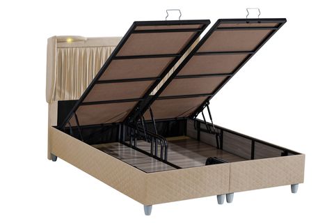 MONACO LEDLİ BAZA BAŞLIK VE LETTO ORTOPEDİK YATAK SETİ, BEJ, 90X190