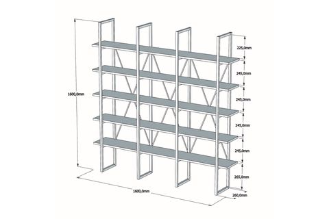 BEYLERBEYİ METAL PROFİL KİTAPLİK RAF, CEVİZ