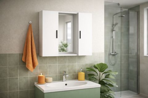 ALESTA BEYAZ AYNALI ÜST BANYO DOLABI, 2 KAPAKLI