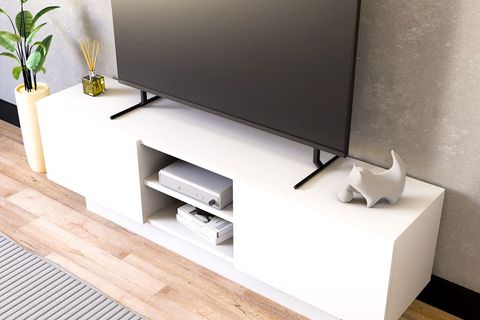 DORA ÇİFT KAPAKLI TELEVİZYON SEHPASI, BEYAZ, 140 CM