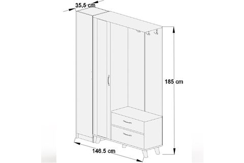 ABRE VM-34342 ANTRASİT VESTİYER PORTMANTO AYAKKABILIK