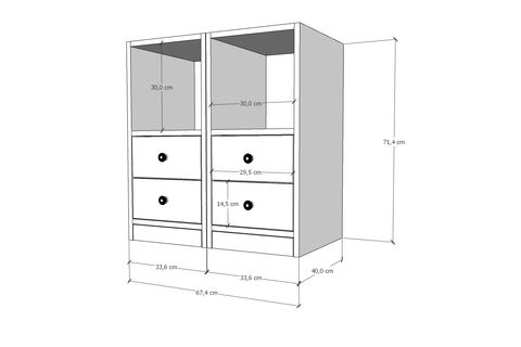 BK ÇOK AMAÇLI DOLAP, 2 ÇEKMECELİ, ÇAD