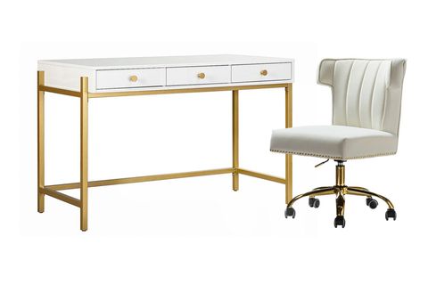 MATİLDA GOLD METAL ÇALIŞMA MASASI, BEYAZ
