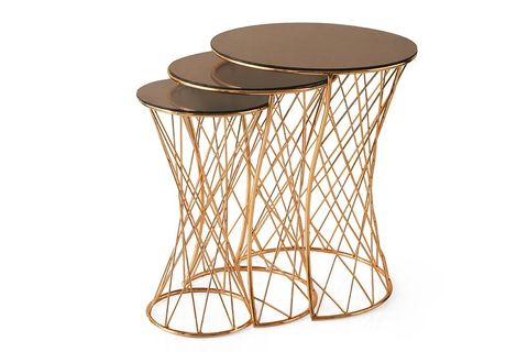 CABLATA ZİGON SEHPA, GOLD, BRONZ CAM