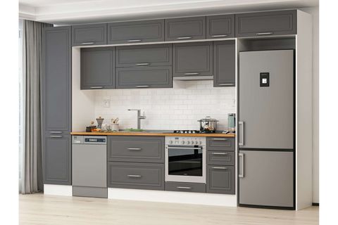 ALVİNKA 380X240 CM KLASİK MEBRAN MUTFAK DOLABI, MBB E90B50S40 1 MEBRAN ANTRASİT SUNTALAM