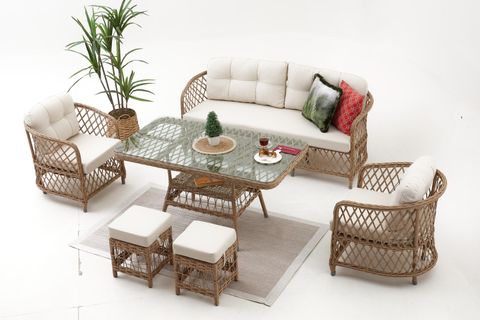 PALMA RATTAN ÜÇLÜ OTURMA GRUBU, CAPPUCCINO