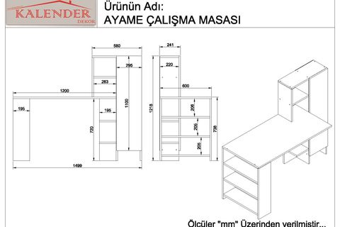 KALENDER DEKOR AYAME ÇALIŞMA MASASI, BEYAZ, AYM02