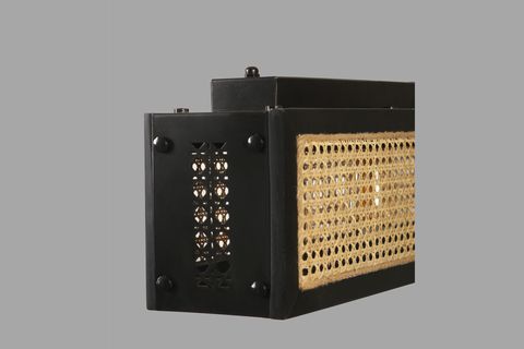 KUMSAL DİKDÖRTGEN RATTAN AVİZE, SİYAH