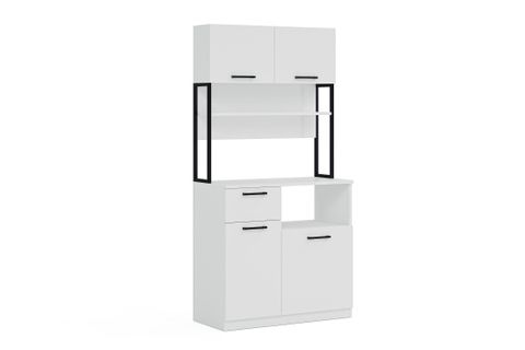 LAVO ÇEKMECELİ ÇOK AMAÇLI KAHVE KÖŞESİ DOLABI, BEYAZ, 4 KAPAKLI