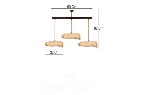 CREAMELİTH HANDMADE ÜÇLÜ KARBON BETON AVİZE