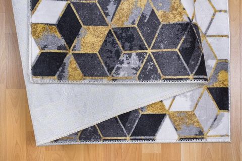 YIKANABİLİR SİYAH PETEK DESEN HALI 100X150