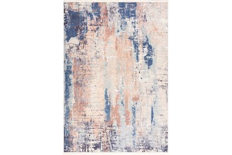 AYLEM HOME MAVİ KAHVE ABSTRACT SAÇAKLI KAYMAZ TABAN HALI 120X180
