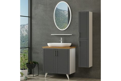VERA BANYO DOLABI AY2K150, BEYAZ ANTRASİT, 100CM