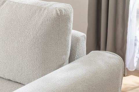 MERLİN MİNİ KÖŞE KOLTUK, NATUREL AYAK, FİTİLLİ KOL, RECYCLED KUMAŞ, AÇIK GRİ