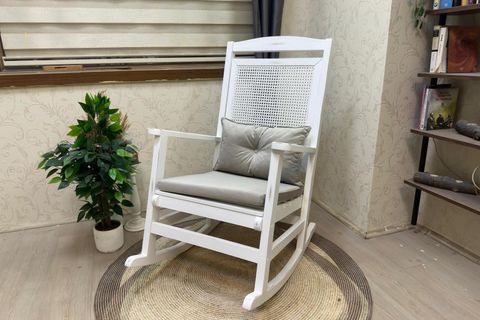 ASEDİA VERANDA HASIRLI MİNDERLİ SALLANAN SANDALYE, KREM, LAKE AYAK