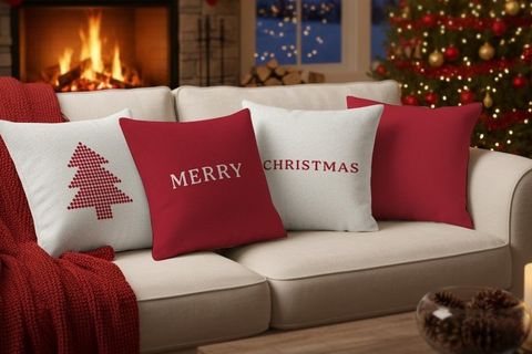 YILBAŞI TEMALI DÖRTLÜ KIRLENT KILIFI, KIRMIZI, 1042