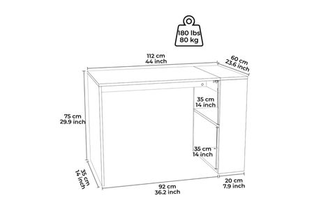 OCASSO DESERTO ÇALIŞMA MASASI, BEYAZ