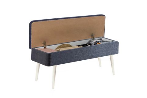 VİNA KUMAŞLI SANDIKLI BENCH, BEYAZ LACİVERT