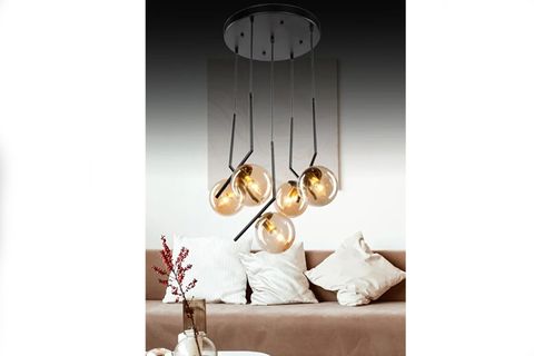 SELİN BEŞLİ TEPSİLİ SARKIT AVİZE, BAL SİYAH