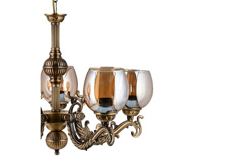 SAVA ZAMAK AVİZE BAL RENGİ CAMLI, BEŞ KOLLU