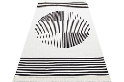 EKO HALI ARYA AR 25 WHİTE BLACK BEYAZ SİYAH HAV TOZ VERMEZ ÇİFT TARAFLI DOKUMA RENKLİ MODERN DESENLİ YIKANABİLİR KİLİM 80X300