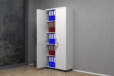 VENA TAM KAPAK OFİS DOSYA DOLAP, BEYAZ, 80X35X185 CM