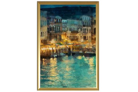 FRANK RAY BLUE GOLD ÜÇTÜ TABLO SETİ, ÇERÇEVELİ, 50X70