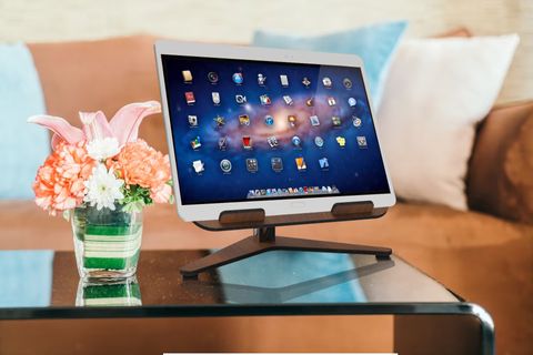 LİNYA AYARLANABİLİR AHŞAP LAPTOP VE TABLET YÜKSELTİCİ TUTUCU STAND, KAHVERENGİ