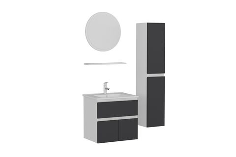 NİKA BANYO DOLABI 65CM AS2K1Ç 1YA1R ETJ BOY BEYAZ ANTRASİT