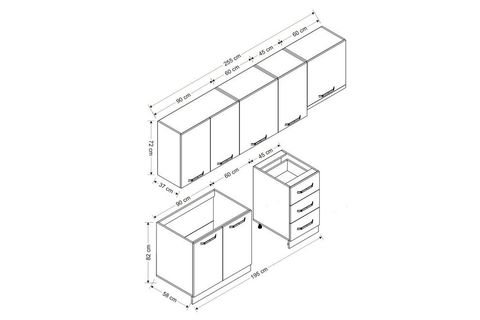 MİNAR 255 CM MUTFAK DOLABI BEYAZ 255 B12