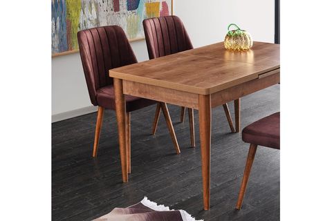 DURHAM MASA VE CANNES SANDALYE TAKIMI, CEVİZ, 130X80