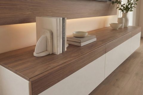 PURELINE LEDLİ DUVAR TV ÜNİTESİ,  MEŞE BEYAZ, 180 CM