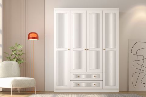 NORRY GARDIROP, 4 KAPAK 2 ÇEKMECE, 210 CM