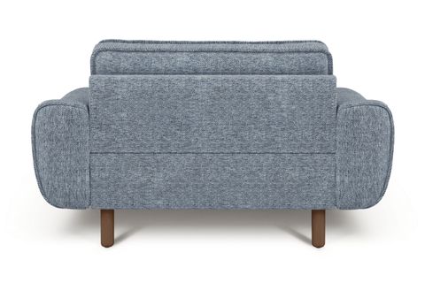 KLEM LOVESEAT TEKLİ KOLTUK, DOĞAL DOKU, GALAKSİ MAVİ, CEVİZ SİLİNDİR AHŞAP AYAK