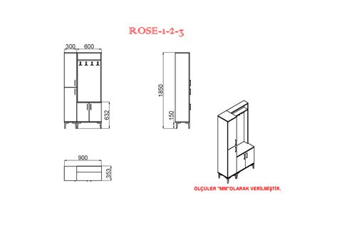KALENDER DEKOR ROSE-1-3-RS04 PORTMANTO VESTİYER AYAKKABILIK
