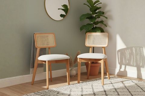 CASSANDRA NATURAL BEYAZ BENÇLİ MASA SANDALYE TAKIMI, 80X130