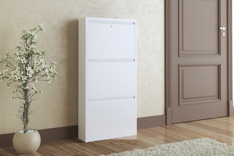 ÇİKO METAL AYAKKABILIK, KİLİTLENEBİLİR, 3 KAPAKLI, BEYAZ