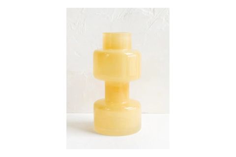 SARI CAM VAZO DEKORATİF ŞEFFAF ÇİÇEK VAZOSU, 15 CM