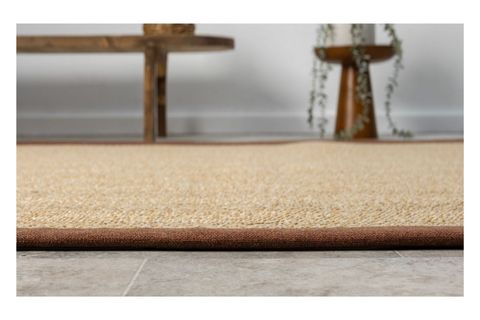 BORDÜRLÜ HASIR DOKULU SİSAL MAKİNE HALISI, BEJ, 120X600