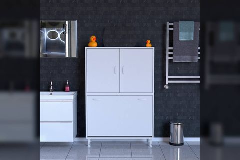 İLKİM ALT MODÜL SEPET ÜST MODÜL KAPAKLI BANYO DOLABI, 95 CM