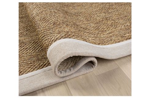 ÇİFT BORDÜRLÜ HASIR DOKULU SİSAL SALON MAKİNE HALISI, KAHVE, 100X350, 665, KREM BEJ