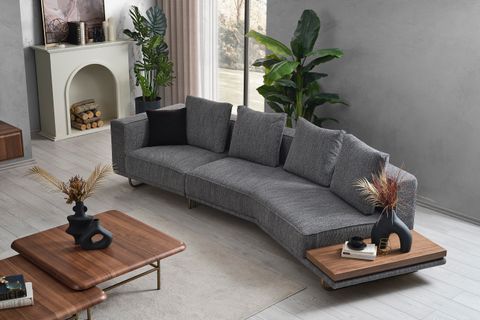 SOLİD DÖRTLÜ KANEPE, KOYU GRİ