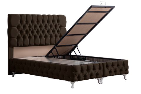 ROMA BAZA BAŞLIK VE REAL PEDLİ YATAK SETİ, KOYYU KAHVERENGİ, 120X200