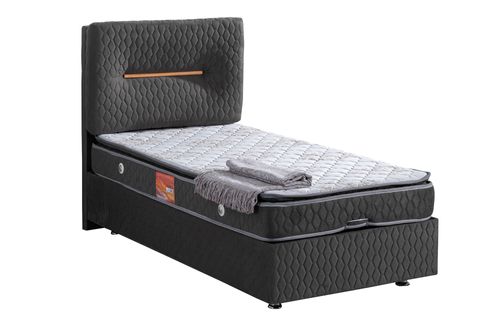 ASTRA BAZA BAŞLIK VE REAL PEDLİ YATAK SETİ, ANTRASİT, 90X200