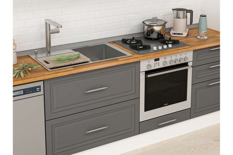 ALVİNKA 385X240 CM KLASİK MEBRAN MUTFAK DOLABI, MB E80S45S60 1 MEBRAN ANTRASİT SUNTALAM