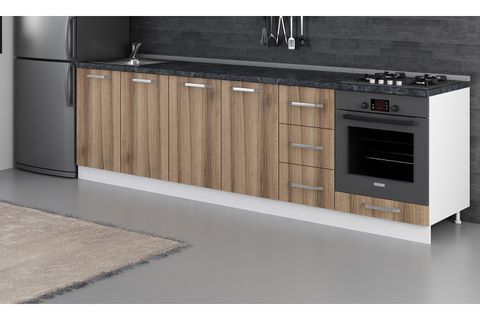MİNAR 280 CM MUTFAK DOLABI BEYAZ DORE 280-D9-ALT MODÜL