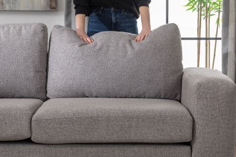 MERLİN MİNİ KÖŞE KOLTUK, NATUREL AYAK, KALIN KOL, ŞÖNİL KUMAŞ, MAVİ GRİ
